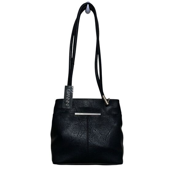 Gianni Handbags - Gianni Shoulder Handbag Black Multi-Pockets Faux Leather NEW Size Medium